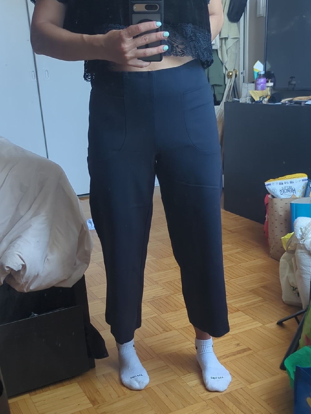 iltm Navy High-Waist Trousers